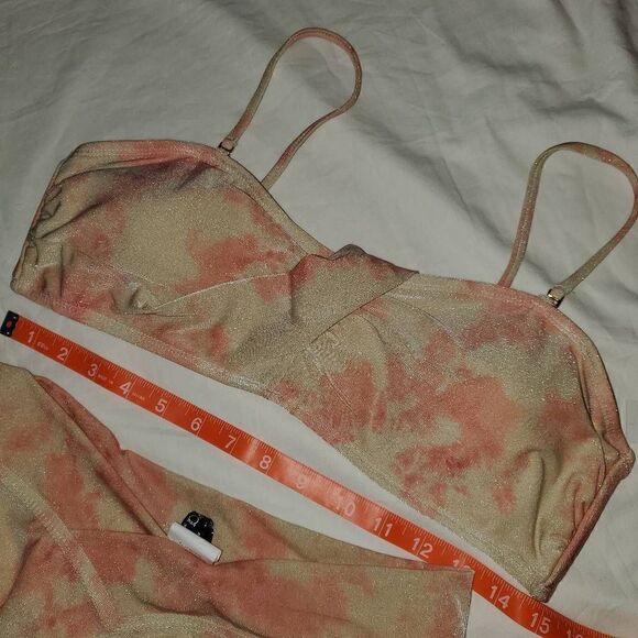 NWT Ibiza Beige and Peach Shimmer Highwaist bikini set XL - Picture 5 of 6